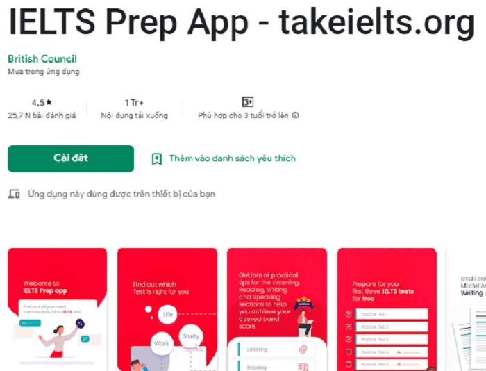 IELTS Prep App - takeielts.org. (Ảnh: Sưu tầm Internet)