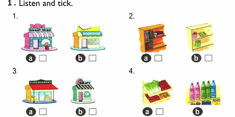 Nghe, khoanh tròn vào từ nghe được. (Ảnh: Sưu tầm internet)