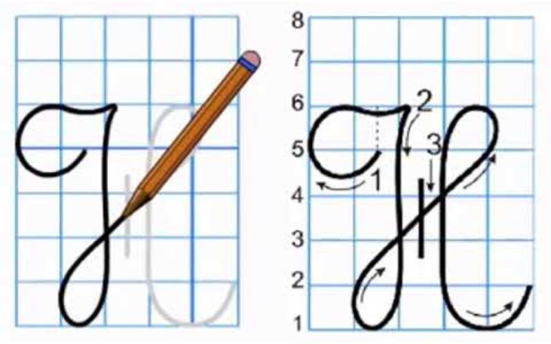 Cách viết chữ H hoa. (Ảnh: Sưu tầm Internet)