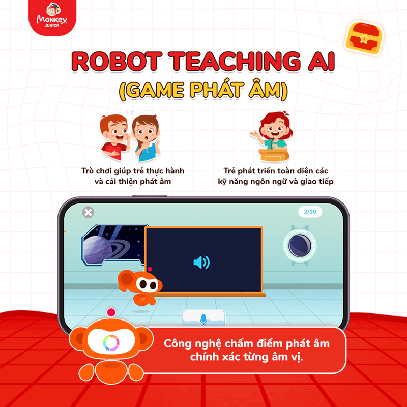 Robot teaching AI giúp tăng cường khả năng phát âm ở trẻ. (Ảnh: Monkey)