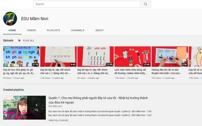 Kênh Edu Mầm Non chuyên các bài học cho bé 4-5 tuổi. (Ảnh: Chụp màn hình)