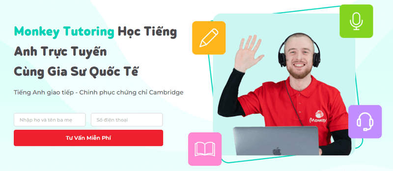 Chương trình học tiếng Anh trực tuyến Monkey Tutoring. (Ảnh: Monkey)