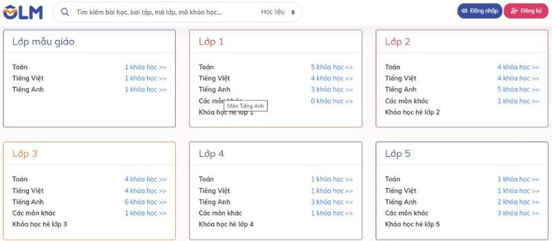 Website olm.vn. (Ảnh: Chụp màn hình)