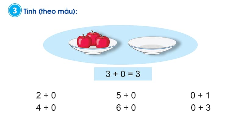 Thực hành cộng trừ với số 0. (Ảnh: Sưu tầm Internet)