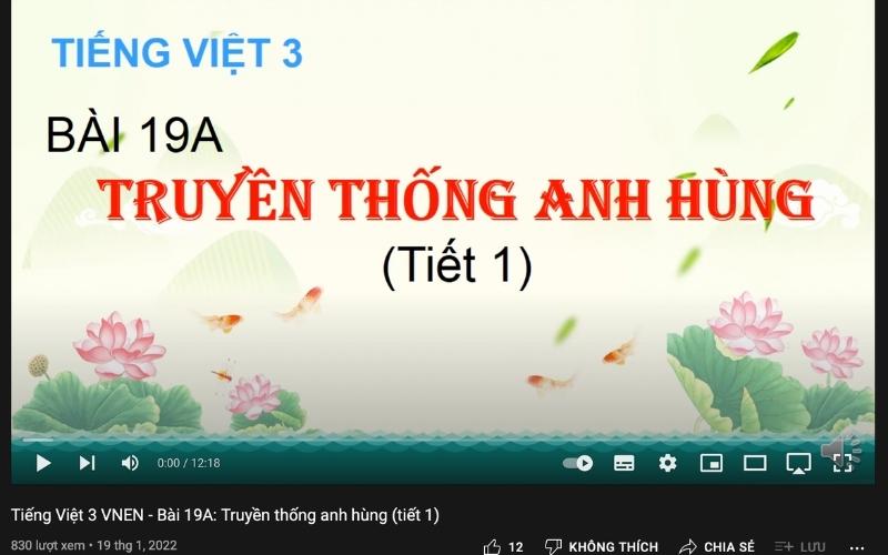 Bài giảng về Truyền thống anh hùng. (Ảnh: Youtube.com) 