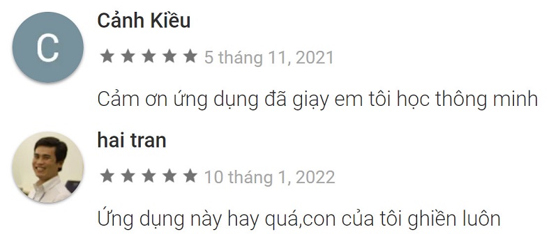 Phần mềm học toán lớp 2 miễn phí. (Ảnh: Đánh giá Monkey trên CH Play)