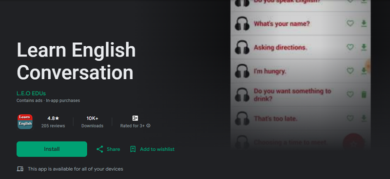 Learn English Conversation: App practice speaking English. (Image: Internet)