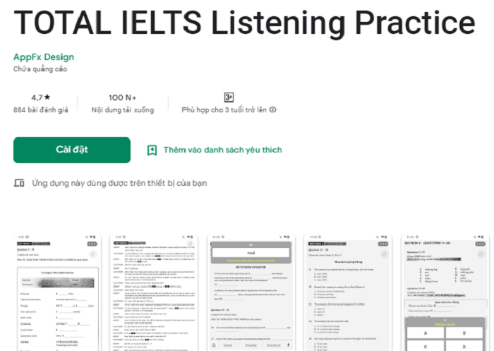 TOTAL IELTS Listening Practice. (Ảnh: Sưu tầm Internet)