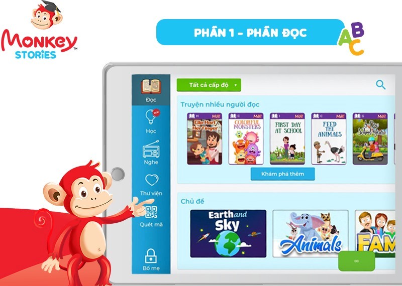 Ứng dụng Monkey Stories. (Ảnh: Sưu tầm Internet)