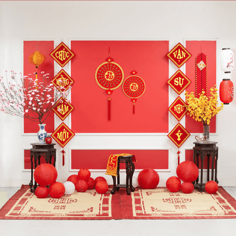 Mẫu trang trí phòng khách ngày Tết. (Ảnh: Sưu tầm Internet)