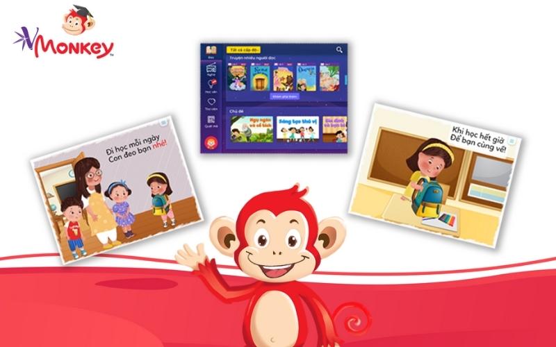 Vmonkey ứng dụng dạy học tiếng Việt, được tích hợp nhiều trò chơi, chuyện kể thú vị cho bé. (Ảnh: Monkey)