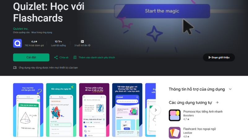 Quizlet. (Ảnh: Chụp màn hình ứng dụng)