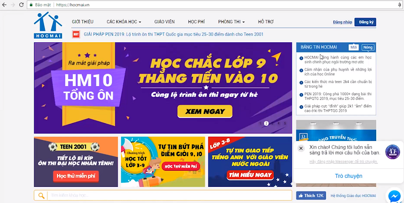 Website học toán trực tuyến lớn nhất hiện nay. (Ảnh: Hocmai.vn)