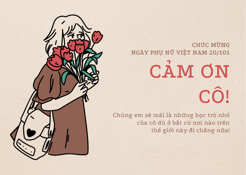 Gợi ý mẫu thiệp 20/10 cho cô giáo: Mẫu 3. (Ảnh: Sưu tầm Internet)