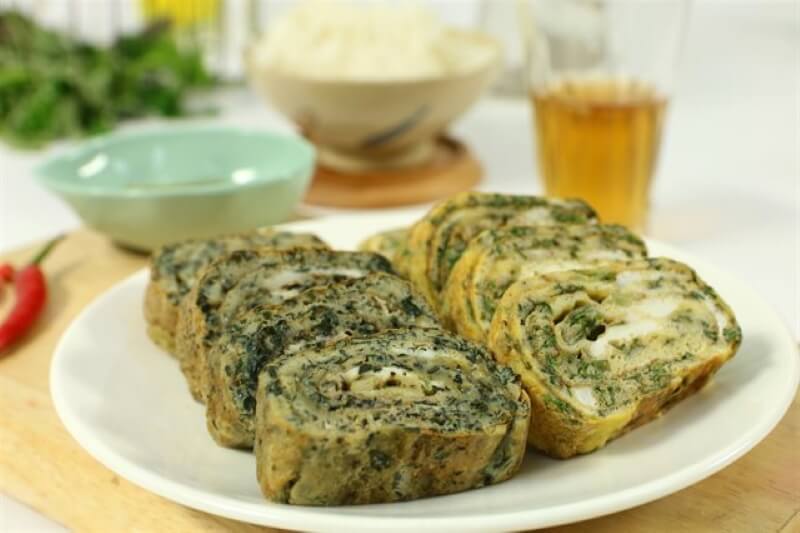 Công thức trứng chiên rau ngải cứu. (Ảnh: Sưu tầm Internet)