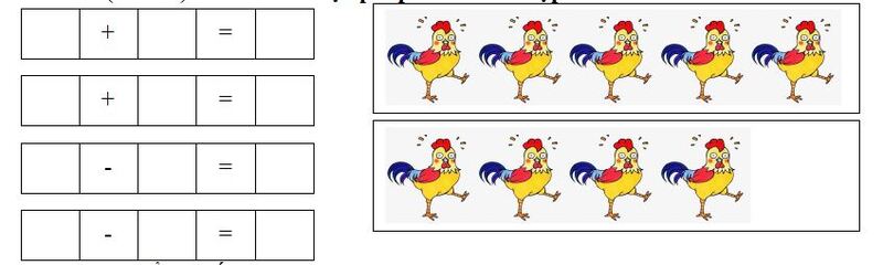 Bài tập toán lớp 1 viết phép tính thích hợp. (ảnh: Sưu tầm internet)