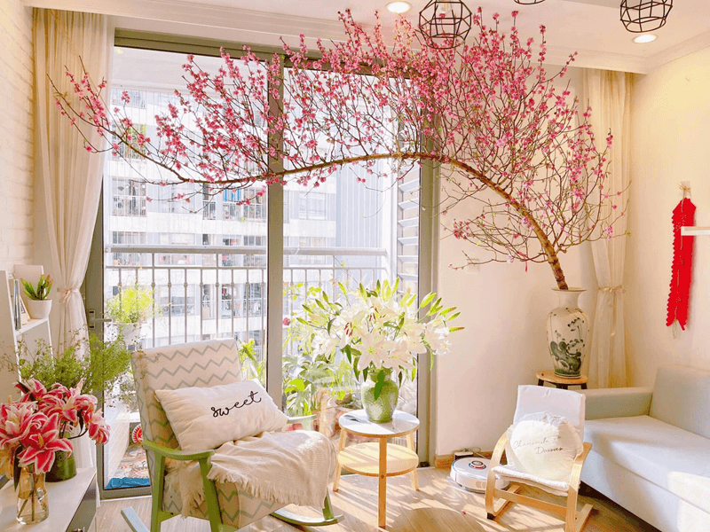 Mẫu trang trí phòng khách ngày Tết. (Ảnh: Sưu tầm Internet)