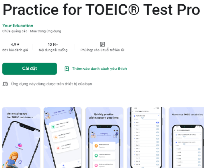 Practice for TOEIC Test Pro. (Ảnh: Sưu tầm Internet)