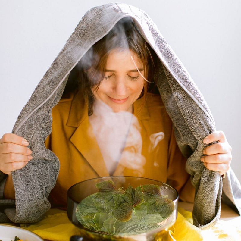 Dưỡng da bằng cách xông mặt với lá tía tô (Ảnh: Sưu tầm Internet)