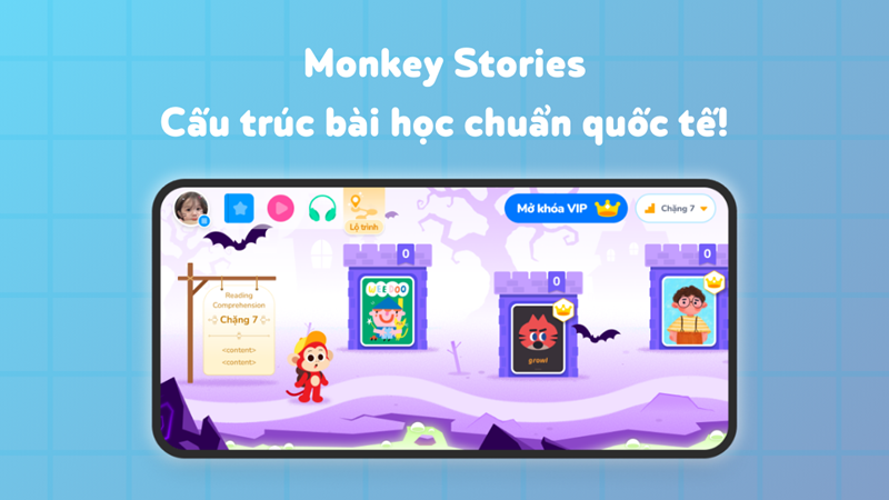 Monkey Stories - Ứng dụng học tiếng Anh qua truyện tranh tương tác. (Ảnh: Sưu tầm Internet)