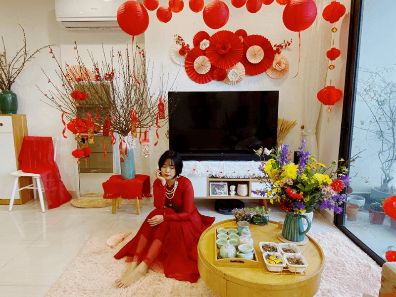 Mẫu trang trí phòng khách ngày Tết. (Ảnh: Sưu tầm Internet)