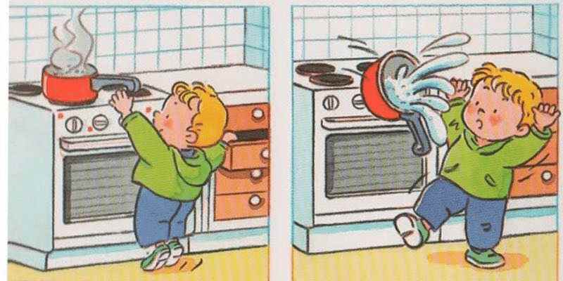 Quay cán chảo vào phía trong để tránh trẻ kéo xuống và bị thương (Ảnh: Sưu tầm internet)