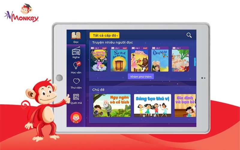 Ứng dụng VMonkey rèn kỹ năng nghe - đọc hiểu tiếng Việt cho bé. (Ảnh: Sưu tầm Internet)