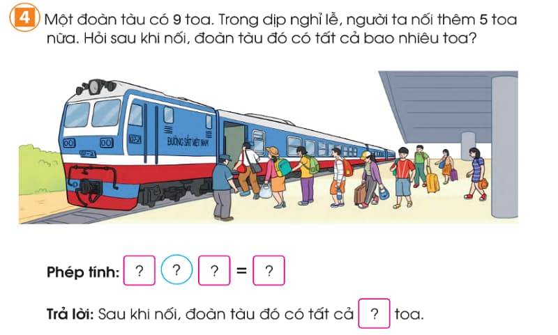 Toán lớp 2 - Tập 1, Bài 4 Trang 19. (Ảnh: Hoc10)