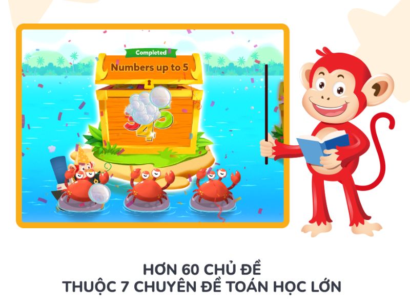 Ứng dụng Monkey Math dạy trẻ học Toán bằng ngôn ngữ tiếng Anh. (Ảnh: Monkey)