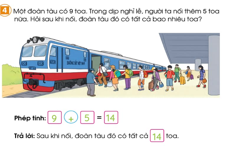 Đáp án bài 4 Trang 19, Toán lớp 2 - Tập 1. (Ảnh: Hoc10)