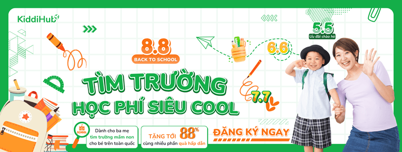 Ưu đãi độc quyền hàng tháng khi tìm trường, đăng ký học cho con qua KiddiHub. (Ảnh: Kiddihub.com)