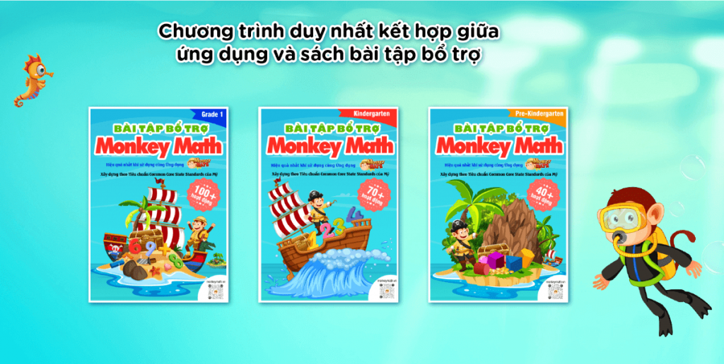 Sách bài tập bổ trợ Monkey Math Workbook. (Ảnh: Monkey Việt Nam)