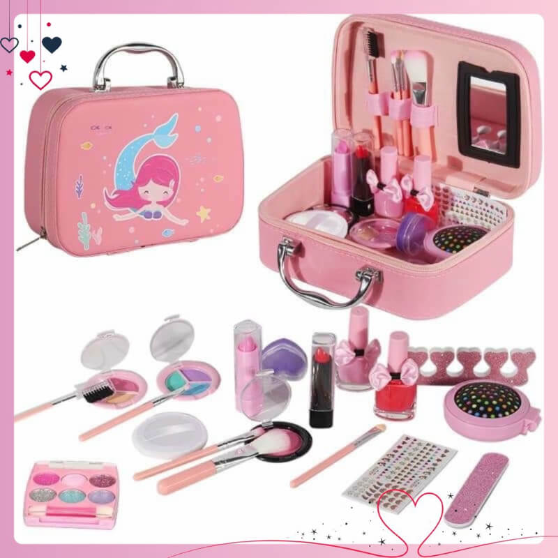 Bộ đồ trang điểm mô phỏng đầy đủ những dụng cụ trang điểm (Ảnh: Shopee)