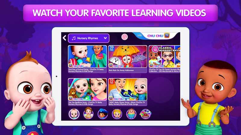 Chuchu TV mang đến rất nhiều bài hát tiếng Anh. (Ảnh: APK Pure)