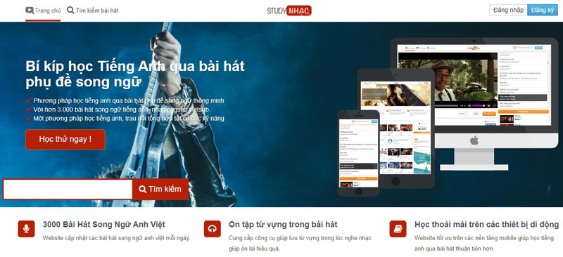 Studynhac.vn là trang web luyện nghe nói tiếng Anh miễn phí. (Ảnh: Chụp màn hình)