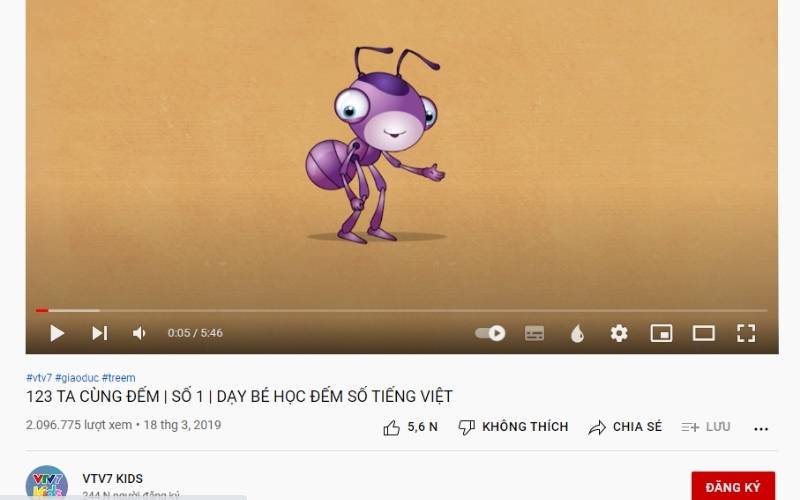 Video dạy học cho bé 3 tuổi số đếm. (Ảnh: Sưu tầm Internet)