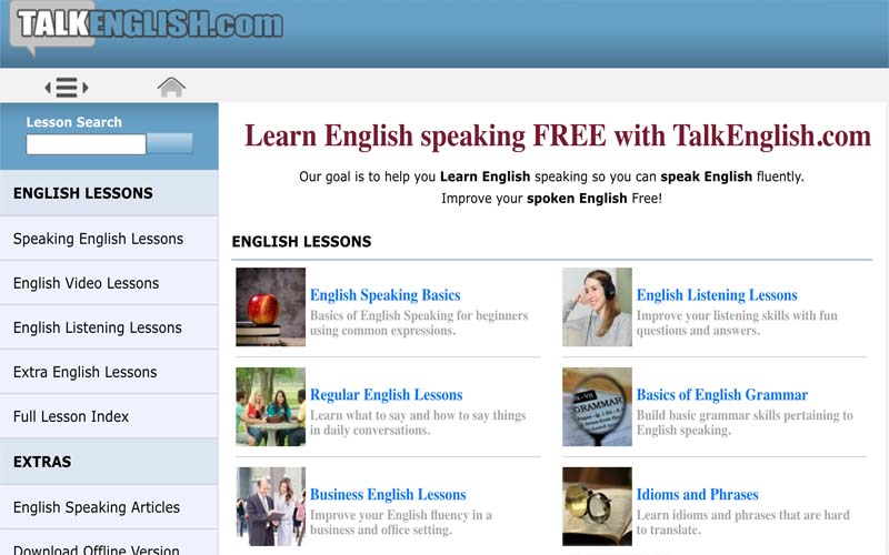 Web luyện nghe tiếng Anh Talk English hỗ trợ tải bản nghe về. (Ảnh: Sưu tầm Internet)