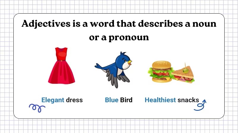 คำคุณศัพท์ คือคำที่ใช้บรรยายลักษณะ คุณสมบัติ หรือบุคลิกของสิ่งของ ปรากฏการณ์ หรือมนุษย์ (ภาพ: รวบรวมจากอินเทอร์เน็ต)