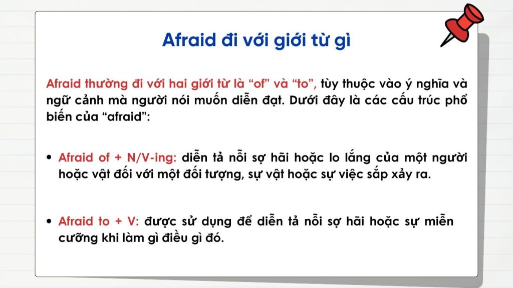 Các giới từ thường đi với Afraid (Ảnh: Sưu tầm internet)