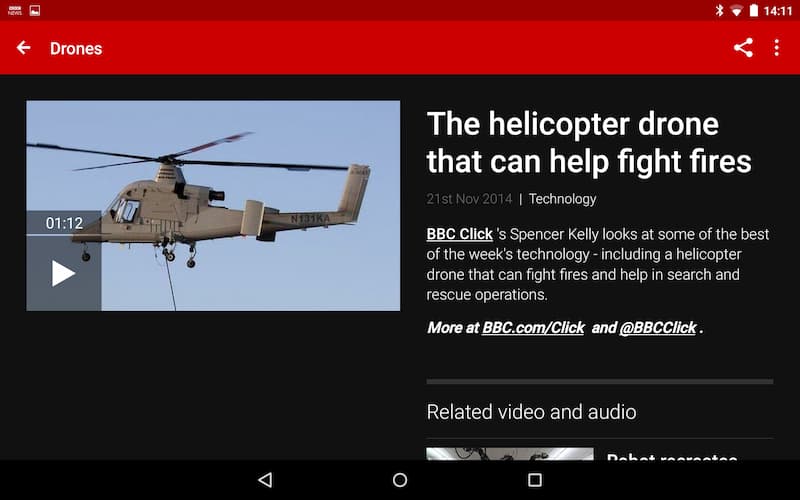 Video tường thuật cho mỗi bài tin tức. (Ảnh: https://play.google.com/)