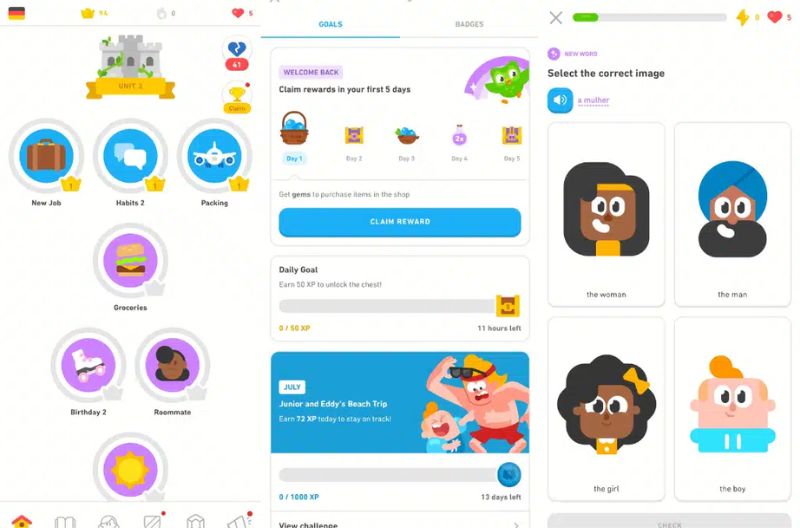 App học đa ngôn ngữ Duolingo. (Ảnh: Sưu tầm Internet)