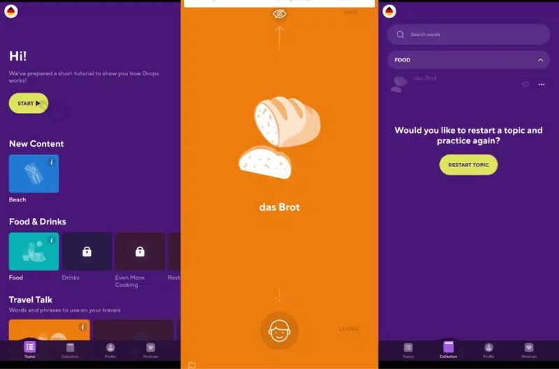 Ứng dụng học ngôn ngữ Drops. (Ảnh: Sưu tầm Internet)