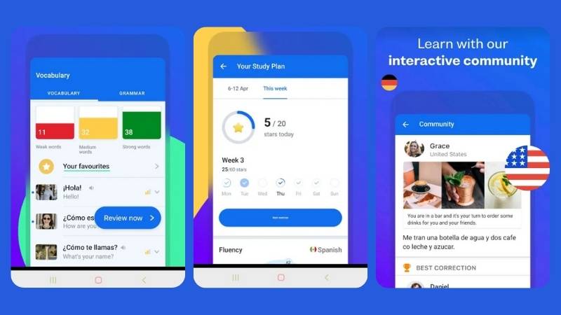 Một vài điểm nổi bật của ứng dụng tiếng Anh Busuu. (Ảnh: Sưu tầm Internet)