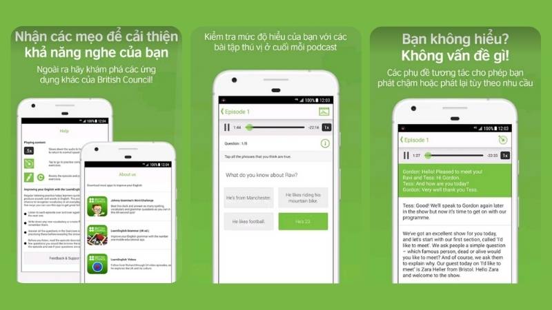 Một vài điểm nổi bật của ứng dụng tiếng Anh LearnEnglish Podcasts. (Ảnh: Sưu tầm Internet)