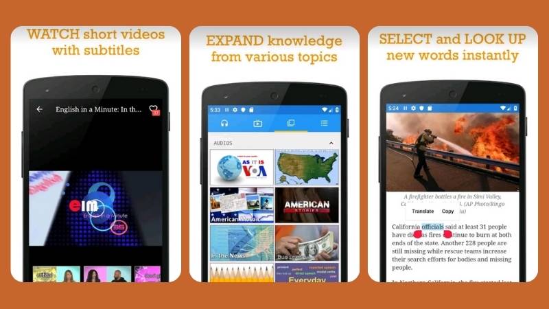 Giới thiệu ứng dụng tiếng Anh VOA Learning English. (Ảnh: Sưu tầm Internet)