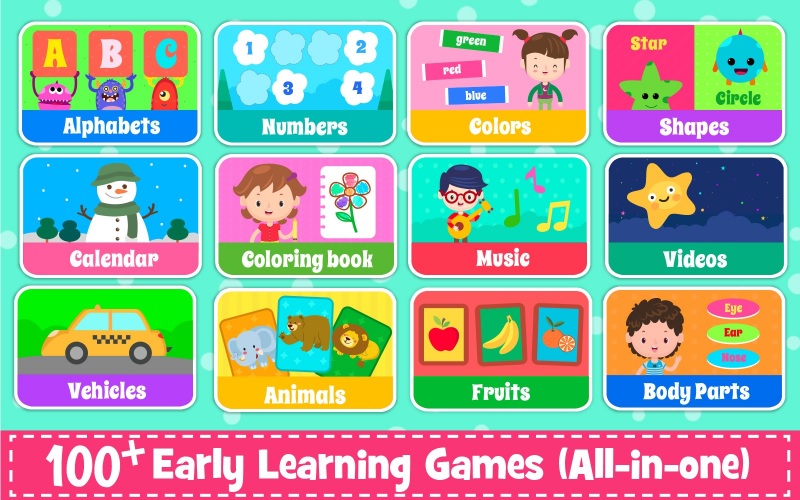 Học tiếng Anh qua trò chơi với Kids Preschool Learning Game. (Ảnh: Sưu tầm internet)