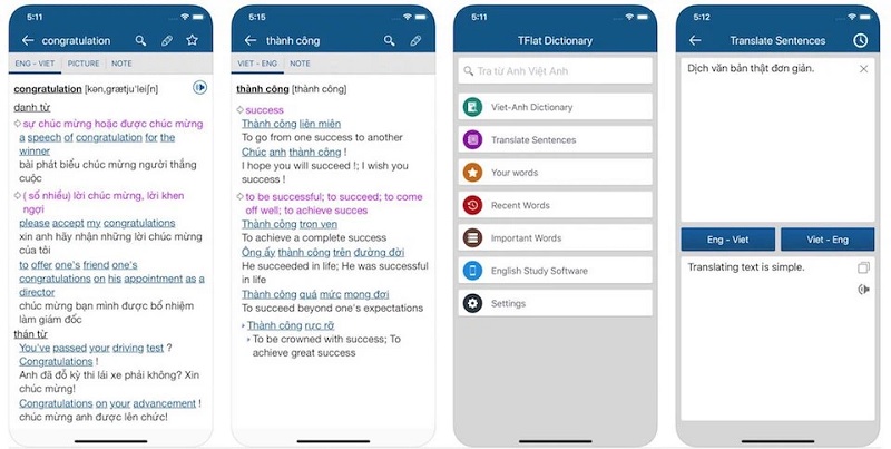 Học từ vựng tiếng Anh giao tiếp với cuốn từ điển online TFlat Dictionary. (Ảnh: Sưu tầm internet)