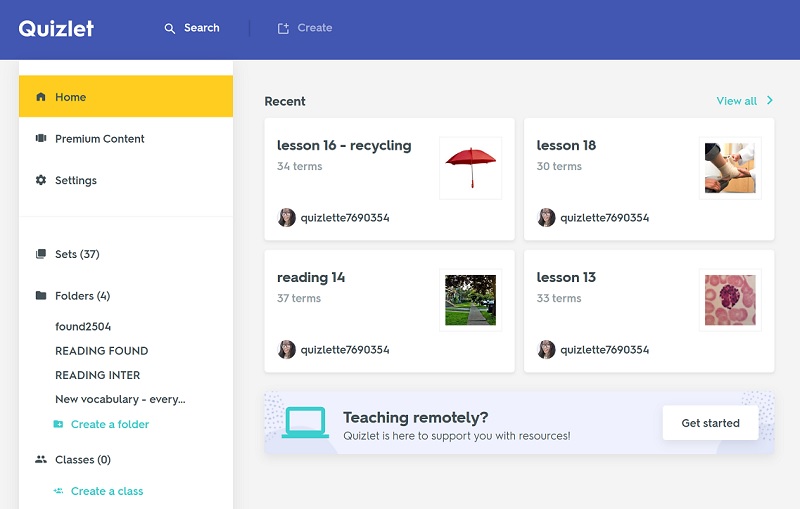 Học từ vựng tiếng Anh bằng hình ảnh qua flascards với Quizlet. (Ảnh: Sưu tầm internet)