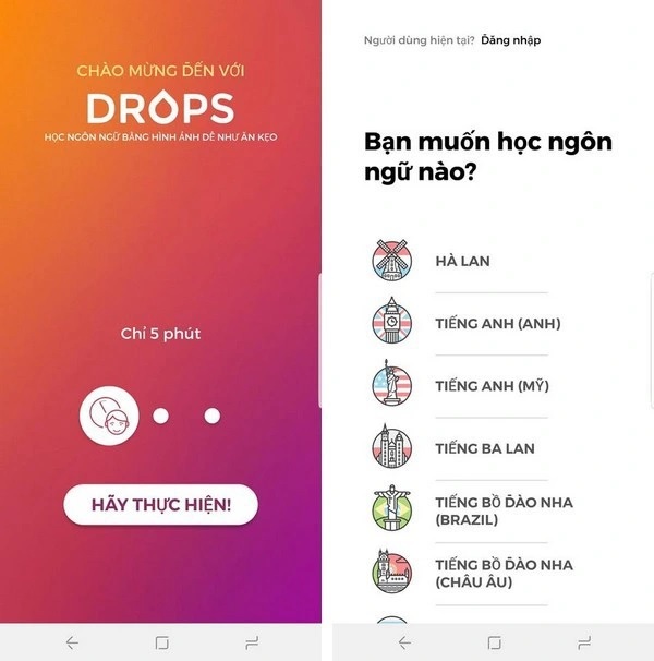 Học từ vựng hiệu quả hơn với ứng dụng DROPS. (ảnh: sưu tầm internet)