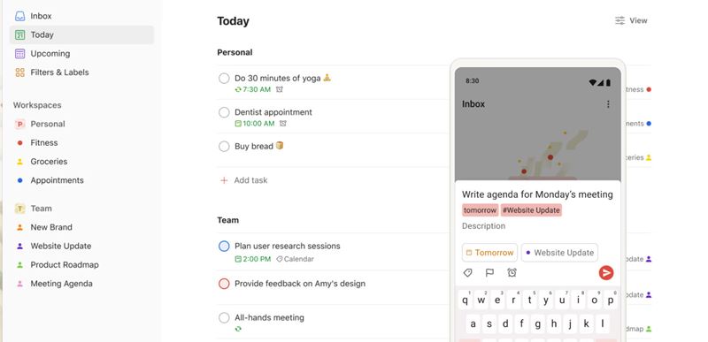 Công cụ quản lý thời gian toàn diện: Todoist. (Ảnh: Internet)